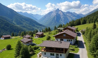 Vue aérienne de propriétés en Suisse