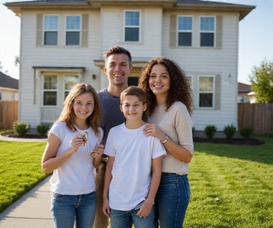 Famille heureuse avec HomeSure Counsel