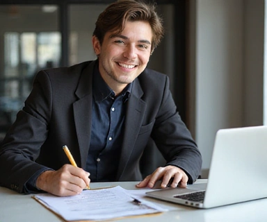 Young entrepreneur happy with legal advice